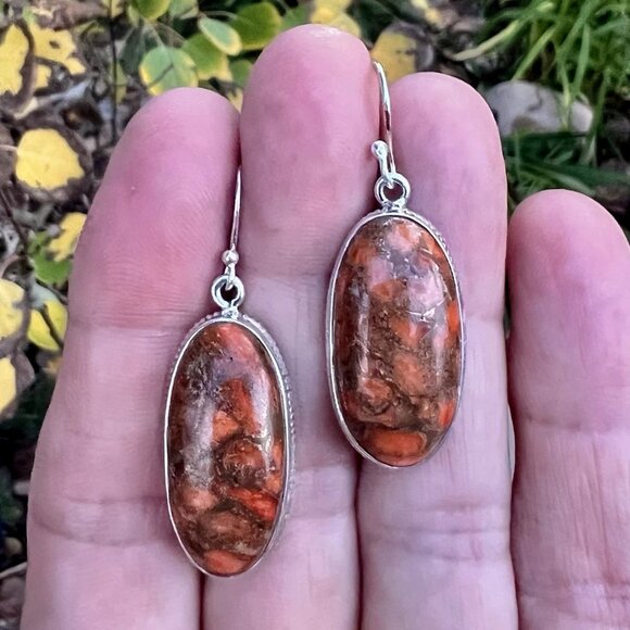 Sundance $168 NEW Orange Mohave Copper Turquoise Multi Sterling Silver Earrings - Picture 1 of 8